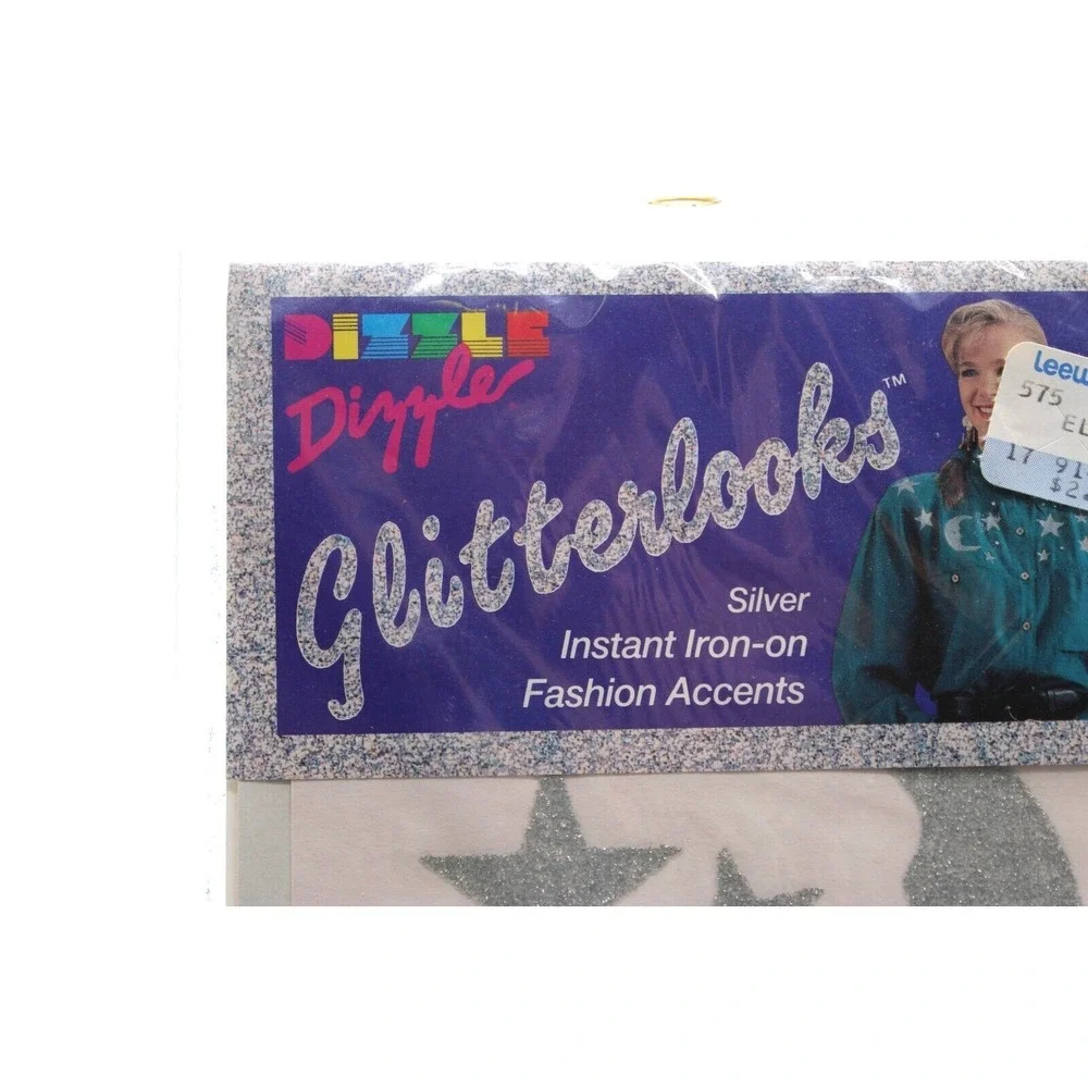 VTG Dizzle Iron-On Transfers Lot of 4 Shaded Poinsettia Glitter Stars & Moon 90s - Picture 7 of 10